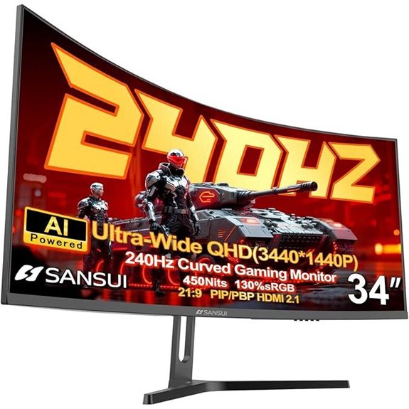 SANSUI 34 Ultrawide Curved Gaming Monitor with HDR