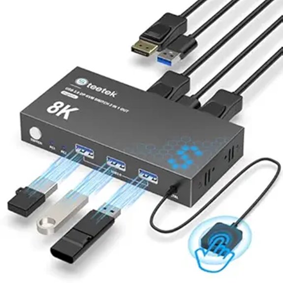 USB 3.0 DisplayPort KVM Switch for 2 Computers
