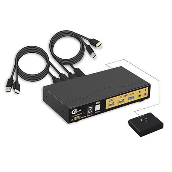 CKLau USB 3.0 2-Port HDMI KVM Switch with Audio