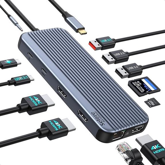 USB C Docking Station with 3 HDMI and 12-in-1 Ports