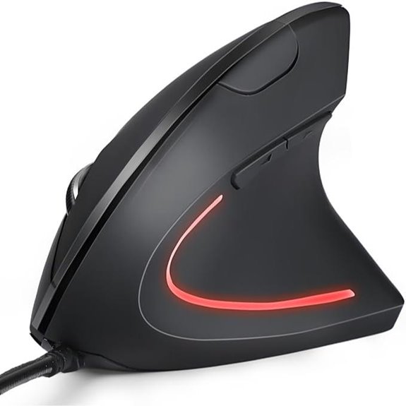 Wired Ergonomic Vertical Mouse with Adjustable DPI