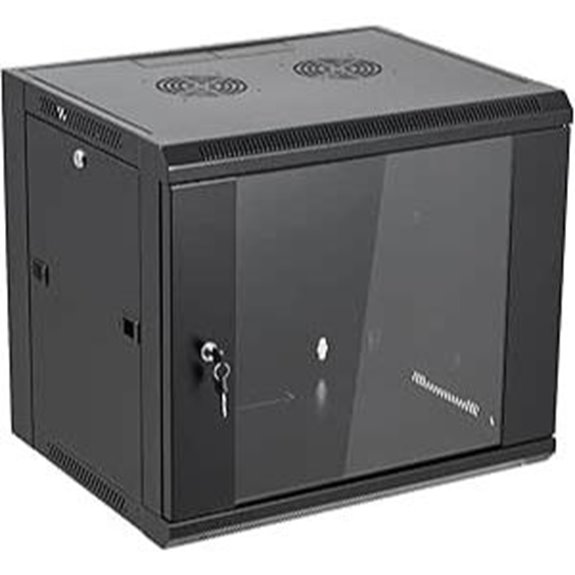 9U Wall Mount Server Cabinet Network Rack Enclosure Locking Glass Door