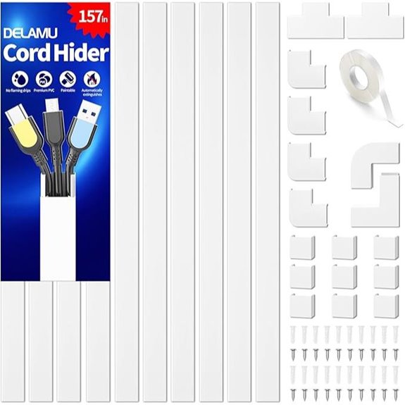 Delamu Wall Cord Hider Kit for Wires White