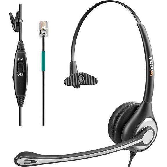 Wantek Corded Telephone Headset with Noise Canceling Mic