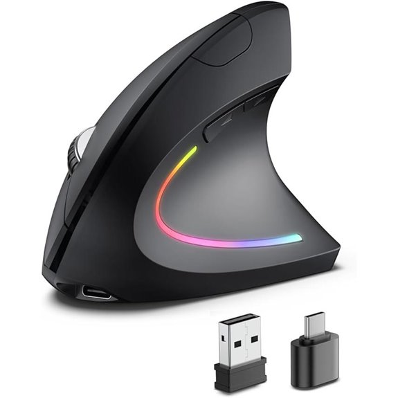 Wireless Rechargeable Vertical Mouse with Bluetooth & USB