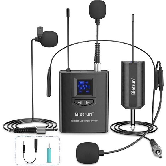 Bietrun Wireless Lavalier Microphone System (165ft Range)