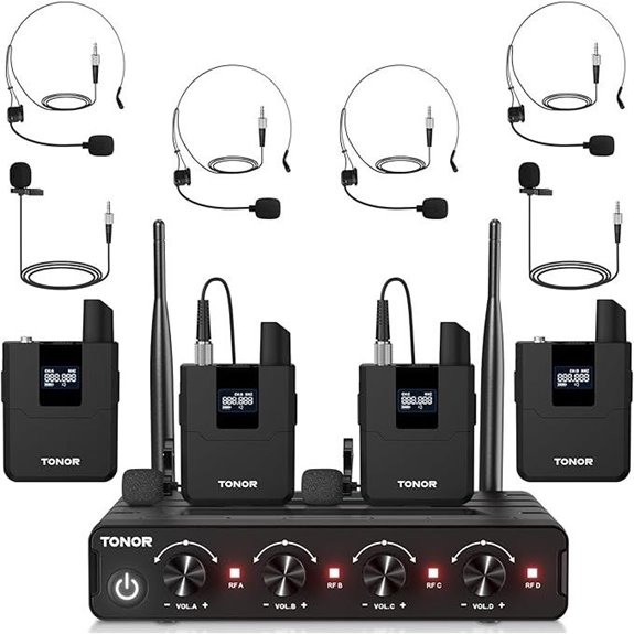 TONOR Wireless Microphone System with UHF 4 Channels