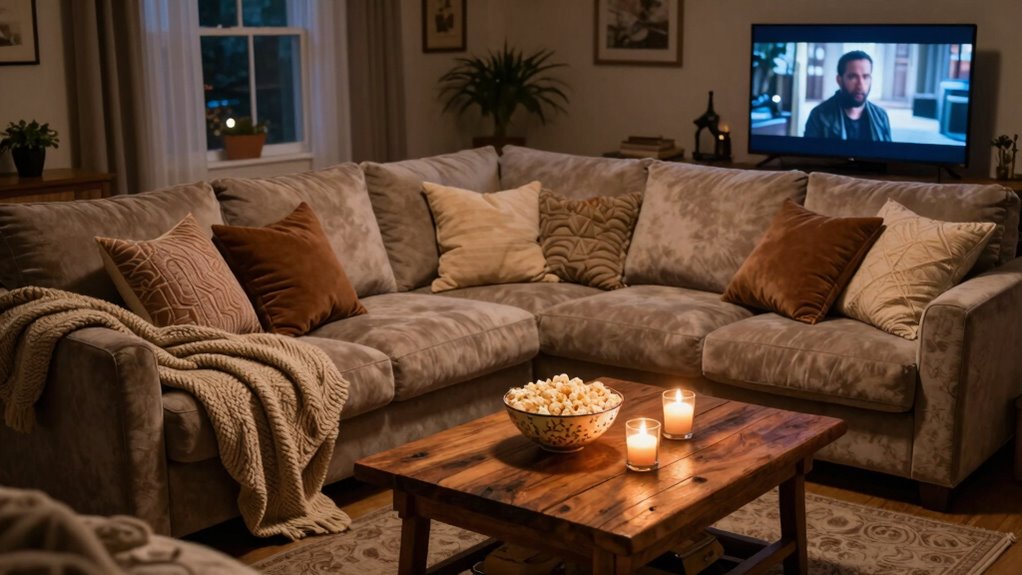 comfortable couple movie night